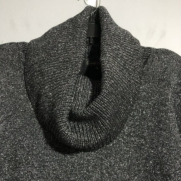 Jeanne Pierre Wool Sweater Lambswool Jumper Women Size M Cowl Mock Metallic Y2K - Picture 3 of 12